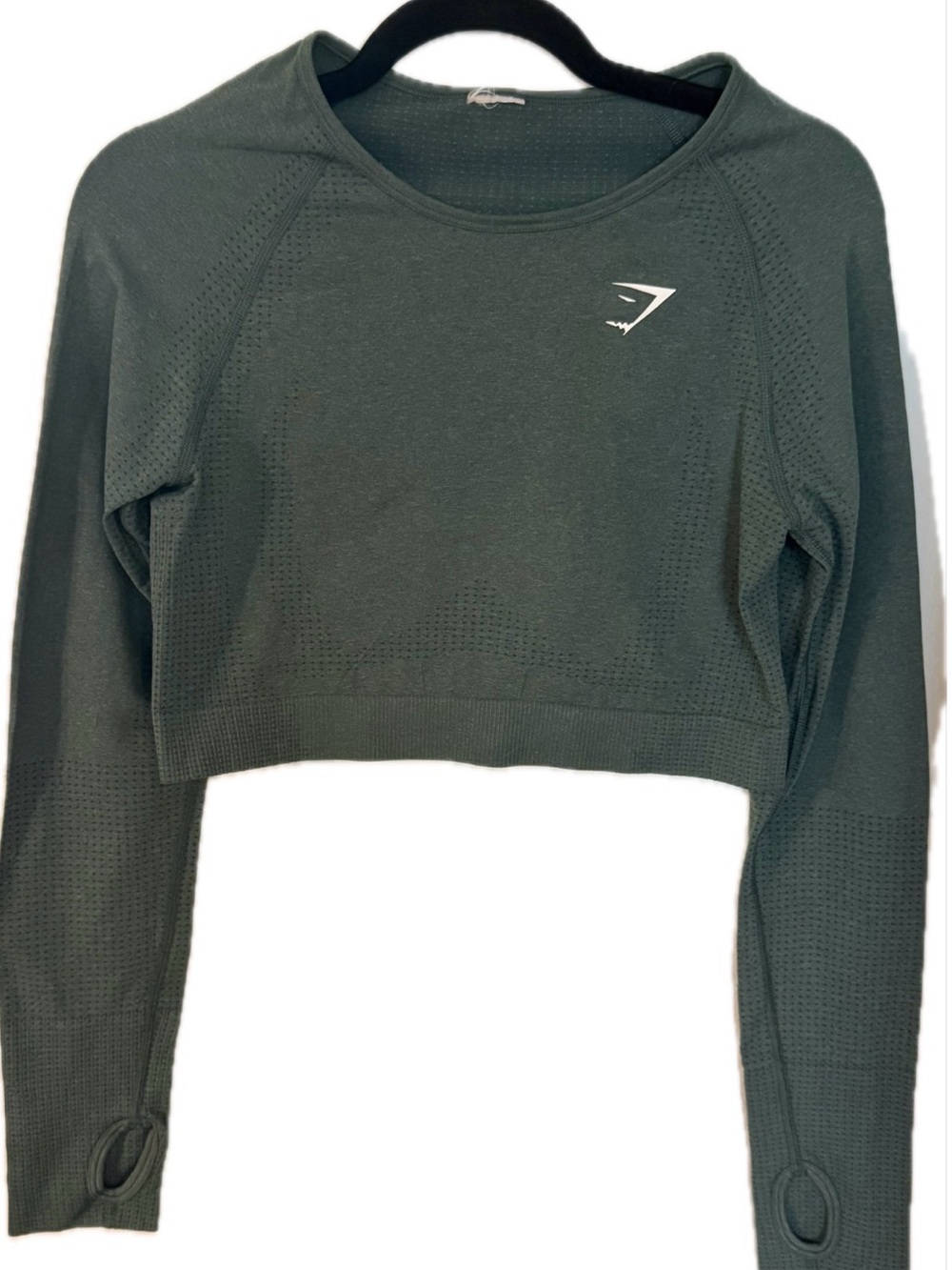 Gymshark Seamless Cropped Long-Sleeve Top -Green Sz L